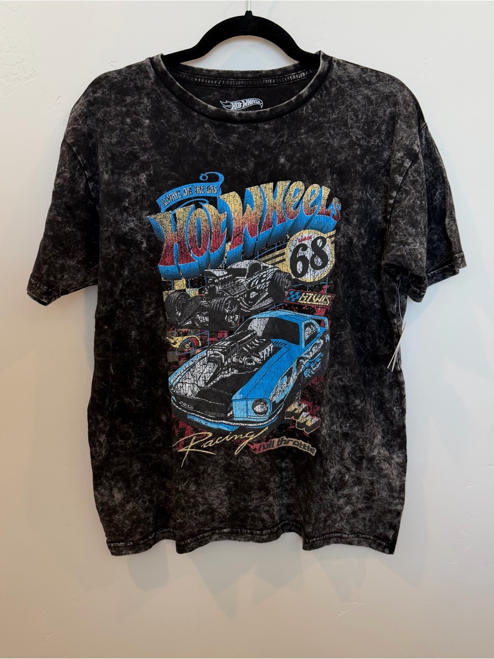Hot Wheels Graphic T-Shirt, Black Acid Wash, M-XL